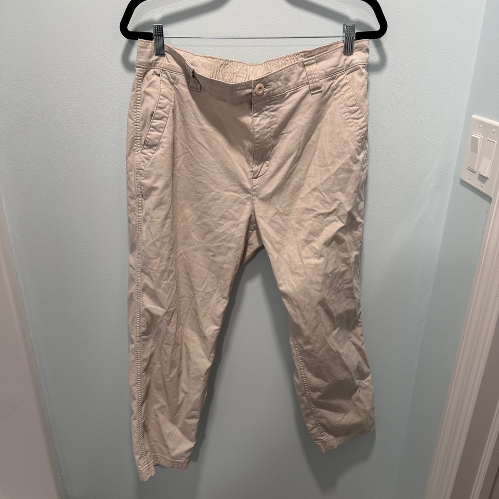 Old Navy OG‎ Chino Pants Beige Large Elastic Waist Casual Workwear